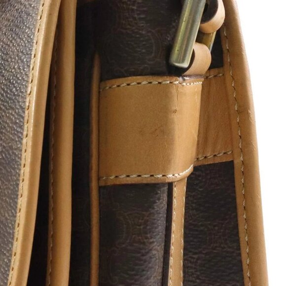 Auth CELINE Macadam Shoulder Bag Brown PVC/Leather/Goldtone - Picture 5 of 14